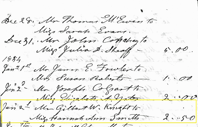 Gilbert Knight: 1854 marriage record