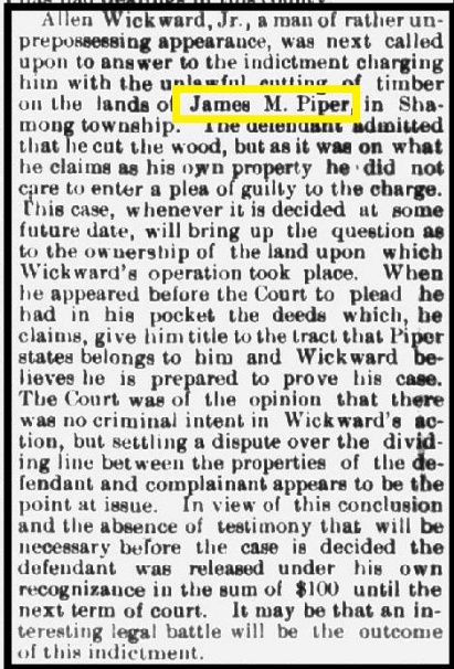 James M Piper: 1905 newspaper clipping
