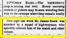 James Snow: 1887 robbery news