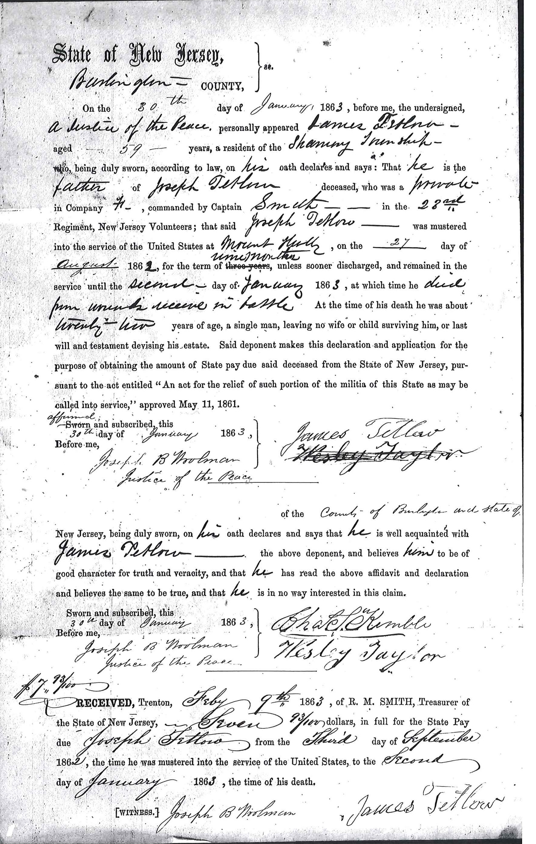 Joseph Tetlow: civil war voucher